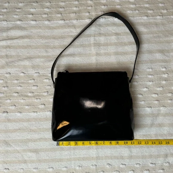 Gianni Versace vintage black patent leather tote shoulder bag silver hardware - Picture 11 of 16